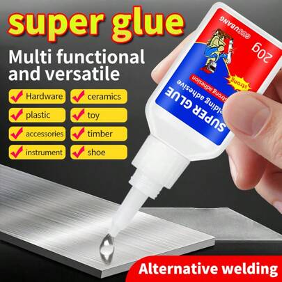 1/2/3pcs Super Glue/Strong Adhesive/Quick Drying Glue/Multi-Purpose Glue, With Powerful Bonding Ability, Suitable For Welding, Multi-Purpose Quick Drying Glue, High Temperature Resistant Glue, Can Be Used To Adhere Iron, Metal, Stainless Steel, Plastic, Ceramic, Glass, Stone, Acrylic, Wood, DIY Crafts, Shoes, Etc.