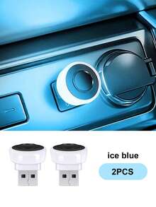 2 piezas Luces de ambiente USB para coche, Luces decorativas LED portátiles mini, Luces de modelado de ambiente para fiestas, Adecuadas para accesorios interiores de automóviles, RGB/Azul/Blanco/Rojo - 2 piezas - Ver 20