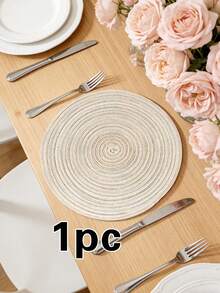1/4/6pcs Bohemian Woven Round Placemats, Solid Color Woven Lace Tablemats, Non-Slip Pads, Home Kitchen Decor, Bowl Coasters, Suitable For Holiday Party, Birthday, Wedding, Home Decor (Multiple Colors Available) - Multicolor - View 15