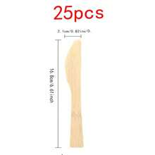 150 piezas/Set, 50 piezas/Set, 25 piezas/Set, 10 piezas/Set Juego de cubiertos de ensalada de bambú natural, vajilla occidental, cuchillo, tenedor y cuchara de bambú, de alta calidad, para bodas y fiestas, aperitivos, estilo rústico, utensilios de picnic naturales - Bambú - Ver 18