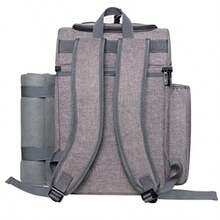 "Hap Tim- Cesta de Picnic para 2 2 Personas Mochila de Picnic con Soporte para Vino Manta de Forro Polar Juego de Cubiertos Perfecto para Playa Viaje de Dí- "Gris "2 Persona - Gris - Ver 7