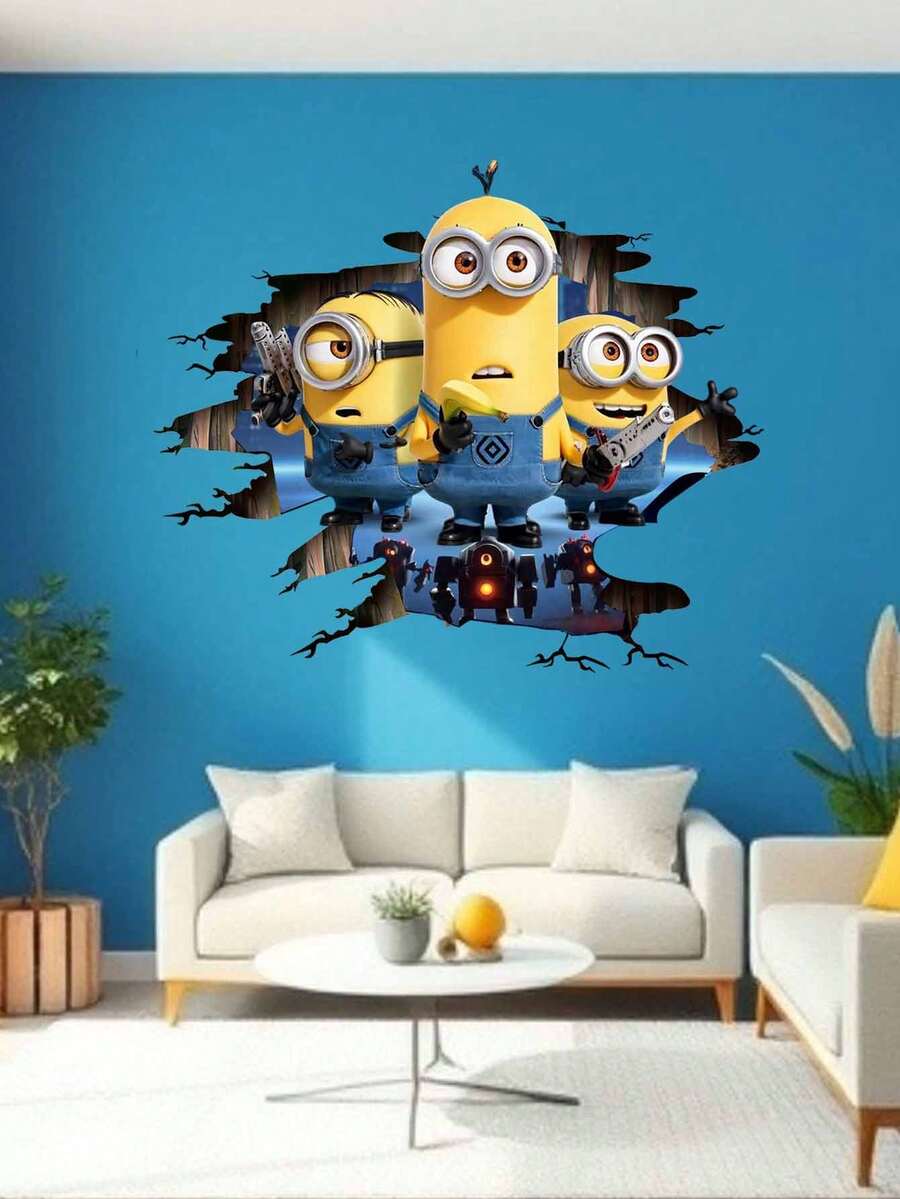 Minions Hình dán tường tự dính chống thấm nước hình hoạt hình, thích hợp cho tiệc sinh nhật, tiệc lễ hội, họp mặt gia đình và trang trí Giáng sinh trong nhà. - Nhiều màu - Xem 1