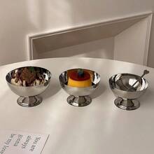 1个不锈钢冰淇淋碗/冰淇淋杯/水果沙拉碗/奶茶杯/甜点杯/零食碗/蛋糕杯 - 銀色 - 查看 4