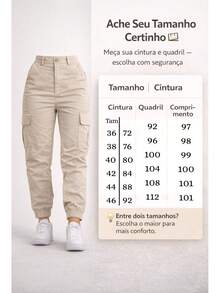Stillger Moda Jeans Kit 2 Women's Cargo Jeans Jogger High Waist Butt Lifting Premium Pants With Lycra Side Pockets - 米色和深綠色 - 查看 7