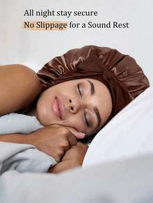 1件装可调节缎面睡帽，粉色蝴蝶结睡帽，奢华缎面护发帽，睡眠帽，夜间护发，防止睡醒后头发凌乱，适合长发、卷发和辫子，可调节绑带贴合头部，防止夜间头发缠绕，适合所有发质，整晚舒适，男女通用，适合长发/卷发/辫子，粉色缎面睡帽配超大蝴蝶结 - 奢华丝滑卷发睡眠帽，女士 - 多色 - 查看 4