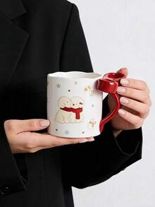 1 pieza Taza de cerámica creativa y linda con lazo 3D pintado a mano con esmalte, taza hecha a mano personalizada, regalo para amigos y novias, adecuada para oficina, hogar, cafetería, pastelería - Multicolor - Ver 16