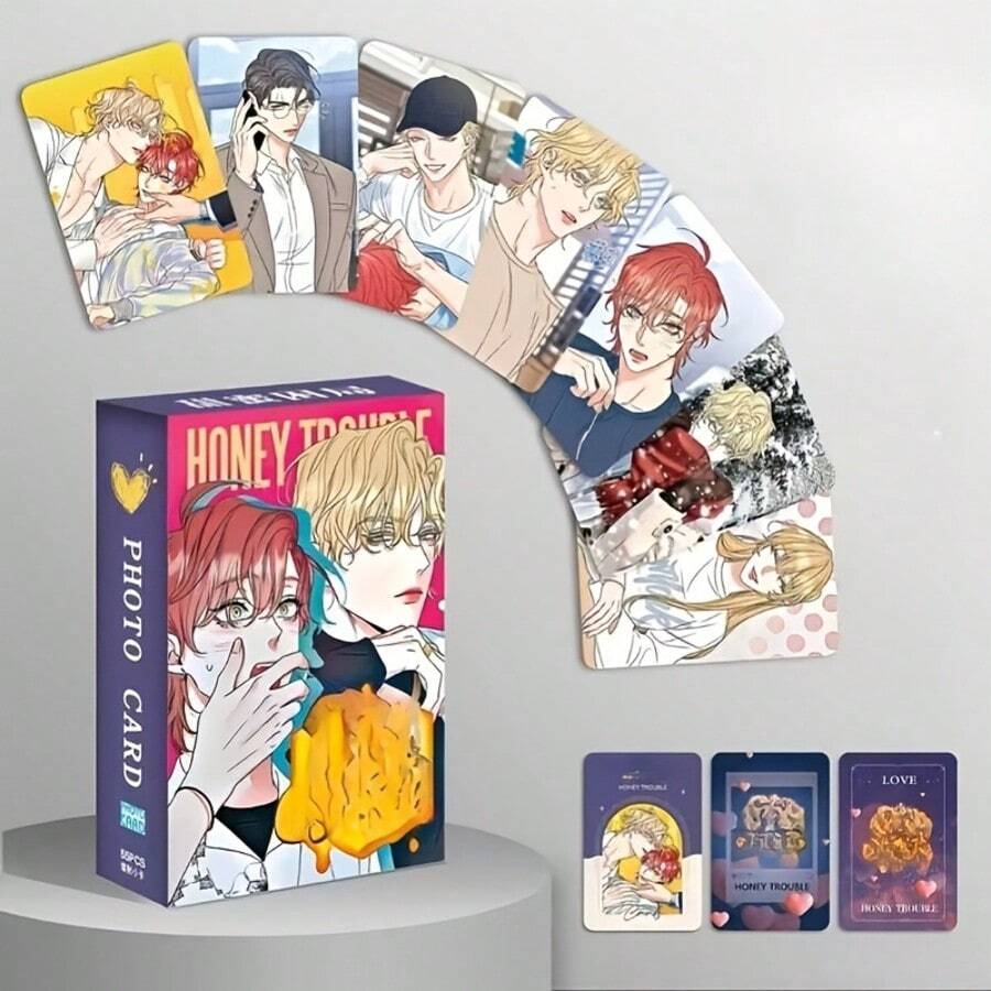 1pc 55pcs Honey Trouble LOMO Card Set - Korean/Asian Cartoon Collectible Trading Cards, Designed In LOMO Style, Suitable For Collectors, Anime Fans And Gifts - Multicolor - View 1