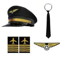 1/3/4/5/6/7件組 性感女飛行員與空服員服裝套裝，包含帽子、純色領帶、飛機圖案肩章、鈕扣與徽章，適合男女穿著的飛行員主題服裝，時尚派對機長服飾配件 - 彩色 - 查看 7