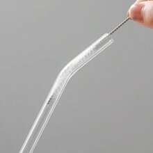 2-Piece Clear Glass Drinking Straws With Cleaning Brush For Smoothies Milkshakes Frozen Drinks Bubble Tea - Durable Smooth Surface Reusable Straw Set - Trong suốt - Xem 5