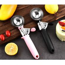 不锈钢冰淇淋勺，冰淇淋勺，冰淇淋球勺，冰淇淋舀勺 - 粉色 - 查看 3