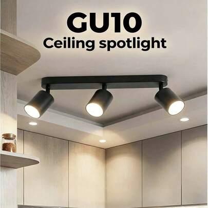 CANMEIJIA 1 szt. Nowoczesna minimalistyczna lampa sufitowa wpuszczana, lampa sufitowa do wnętrz, kinkiet LED, reflektor z pojedynczą/podwójną głowicą, obrotowa głowica lampy do regulacji kąta oświetlenia, trzonek GU10, wymienna żarówka GU10, odpowiednia do sypialni, salonu i kuchni