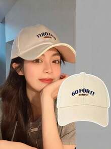 1PC Women's Spring/Summer Unisex Baseball Cap, Sun Protection Hat With Letter Design, Adjustable Outdoor Sports Hat,Beach,Vacation - A - View 3