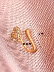 无痛鼻夹，极简铜质微镶嵌氧化锆心形U型鼻饰 - 愛心鑲鑽鼻環 - 查看 3