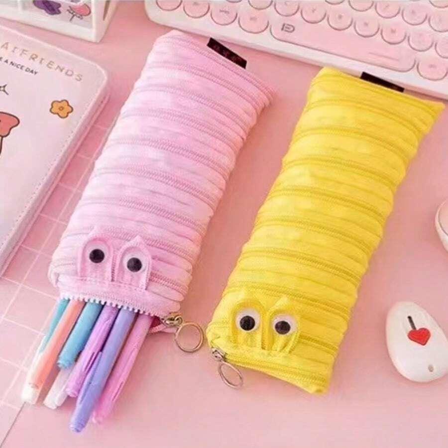 1 hộp đựng bút có khóa kéo ngộ nghĩnh, túi đựng văn phòng phẩm một khóa kéo dễ thương và độc đáo, dung tích lớn. - Hộp đựng bút có khóa kéo ngang - Xem 1