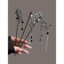 5pcs Vintage Black Elegant New Chinese Style Retro Metal Butterfly Print Tassel Hair Stick Chignon Hair Clip Accessories Hair Bun Hair Pin Hair Bun Maker Bun Hair Piece Hair Styling Pins, Bun Extension, Pins For Hair, School Stuff, Hair Accessories, Head Accessories - Nhiều màu - Xem 2