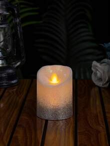 1pc Plastic Slanted Flameless LED Candle, Wax Surface Realistic Candle Light, High-End Atmosphere Decoration For Christmas, Valentine's Day, Home, Kitchen, Bathroom, Desk Lamp - Silver - View 10