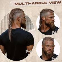 Viking Hair Extensions For Men, 24" Handcrafted Clip In Braided Ponytail Hairpiece For Halloween Viking Costume Renaissance Warrior Accessories - Multicolor - View 2