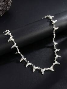 1件哥特朋克风3D鲨鱼牙拼接吊坠金属项链，摇滚嘻哈优雅风，休闲简约风，街头风，婚礼节日派对，日常百搭时尚项链，男士礼物 - 項鍊 - 查看 10