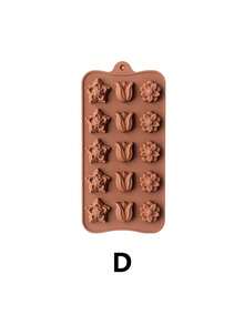 Meoky 1pc Silicone Chocolate Mold, Non-Stick Candy Mold, Suitable For Chocolate, Candy, Jelly, Butter, Flower Shapes - View 8