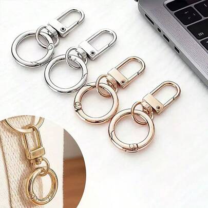 2-In-1 Door Knob + Round Ring Zinc Alloy Keychain, Minimalist Versatile Spring Clasp, KC Gold Door Knob Keychain, DIY Doll Accessory