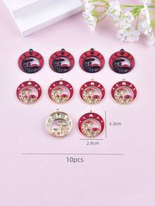 Set de 10 piezas de colgantes de metal con diseños de sol, luna y setas de moda para mujeres, para hacer joyas DIY - Sol, Luna, Hongo - Ver 3