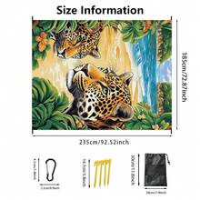 1件185*235厘米老虎和绿色植物印花防水防沙超大沙滩毯，适合2-3人户外休闲海滩、露营、野餐，轻便耐用 - A - 查看 2