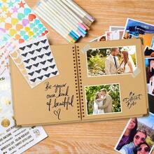 Scrapbook 80 Pages 8x8 Inch Junk Journal Album For Wedding Anniversary Family Memory Book DIY Craft Projects Brown - 1 - View 3