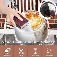 1Pack Magic Emery Cleaning Sponge Rust Remover For Kitchen Pots Powerful Decontamination Tool Versatile Household Cleaning Gadget HUIC - màu nâu - Xem 5