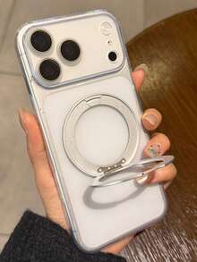 Minimalist Ice Feel Matte Transparent 360 Magnetic Bracket Holder Case Compatible With IPhone 17 Pro 17 16 Pro Max 16 Pro 16 15 Pro Max 15 Pro Max 15 Pro 15 14 Pro Max 14 Pro 14 13 Pro Max 13 Pro 13 12 Pro Max 12 Pro 12 11 Clear Camera Lens Protector Shockproof Cover - Matte White - View 2