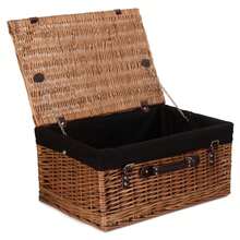 Red Hamper 36cm Double Steamed Wicker Picnic Basket - Black - View 3