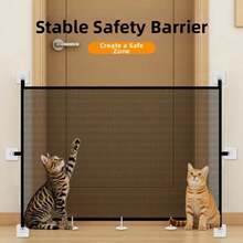 Nuevas vallas retráctiles portátiles de barrera para mascotas, puerta de  plegable de malla para mascotas con ganchos, puerta de aislamiento antiescape para perros, escaleras NBWG - 180-72 cm - Ver 1