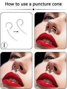 Bộ 4 khuyên mũi gồm [2 khuyên mũi + 1 dụng cụ nong lỗ xỏ + 1 dụng cụ gắp bi]. Khuyên mũi hình móng ngựa bằng thép không gỉ, đính đá Cubic Zirconia 3mm, dành cho nữ. Khuyên mũi cỡ 18G với các hình trái tim, ngôi sao và hình tròn. Thích hợp cho môi, lông mày, vành tai, hình móng ngựa, vách ngăn mũi và các vị trí xỏ khuyên khác. Đá Cubic Zirconia màu trắng và hồng. - Nhiều màu - Xem 4
