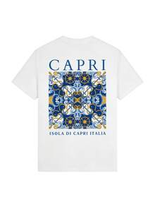 女士夏季时尚潮流字母印花宽松休闲T恤，百搭日常休闲装，度假穿搭 白色 - 白色 - 查看 5