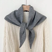 1pc Solid Color Knitted Triangular Scarf, Women Headscarf Shawl Wrap, Warm Autumn/Winter Accessory - Multicolor - View 13