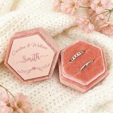 Personalized Laser Engraved Double Slot Acrylic Top Ring Box, Velvet Ring Box, Custom Hexagonal Ring Box, Luxury Ring Box, Engagement Ring Box, Antique Ring Box, Proposal Ring Box - Multicolor - View 7