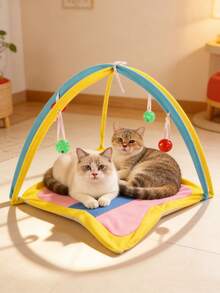 1pc Breathable Cartoon Bell Toy Bed, Multi-Functional Cat Toy For Cats To Play And Sleep, Suitable For All Cats, Great Christmas Or Birthday Gift To Keep Cats Entertained - Multicolor - View 4