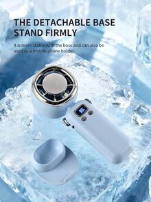 AOYI 1pc Rechargeable Digital Display Handheld Mini Fan With 100 Adjustable Speeds, Ice Cooling Function, Long Battery Life, Comes With USB Charging Cable - Multicolor - View 7