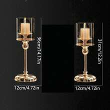 TOEDO 1pc Luxury European Style Metal Crystal Candle Holder Soft Decoration Candlelight Dinner Decor - Gold - View 1
