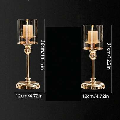 1个欧式奢华金属水晶烛台，家居装饰烛光晚餐装饰