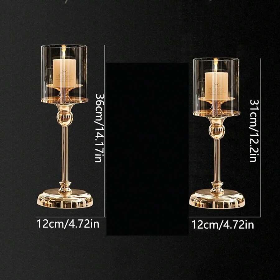 TOEDO 1pc Luxury European Style Metal Crystal Candle Holder Soft Decoration Candlelight Dinner Decor - Gold - View 1