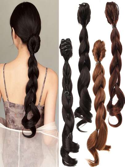 1 chiếc kẹp tóc đuôi ngựa bện thời trang và thanh lịch dài 16 inch, phụ kiện tóc giả dành cho nữ.