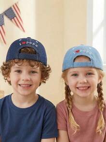 2Pcs Baby Boys Girls Letter Graphic Embroidered Breathable Sunshade Cute Peaked Hat Mother's Day Father's Day Gift - Multicolor - View 3