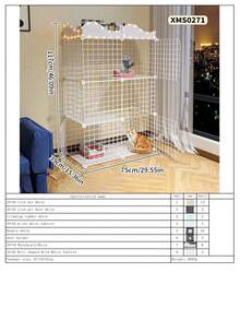 3-Tier Cat Cage, Metal Wire Pet Fence With Stairs And Resting Area, Detachable And Modular Cat House, Suitable For Kittens And Large Cats - Multicolor - View 20