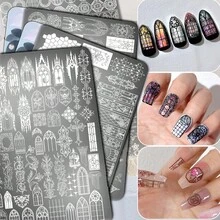 Reusable Large Nail Art Stamping Plate, European Style Floral Window Glass Printing Plate - Apricot - View 1