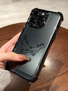 1pc Customized Handprint Signature For Family/Friends/Couples/Mother's Day, Customized Electroplated Shockproof Black Phone Case Compatible With IPhone 16/16 Pro/16 Plus/16 Pro Max/11/11 Pro/11 Pro Max/12/12 Pro/12 Pro Max/13/13 Pro/13 Pro Max/14/14 Plus/14 Pro/14 Pro Max/15/15 Plus/15 Pro/15 Pro Max/17 Pro Max/17 Air/17, Interesting Phone Case, Summer Phone Case - Black - View 5