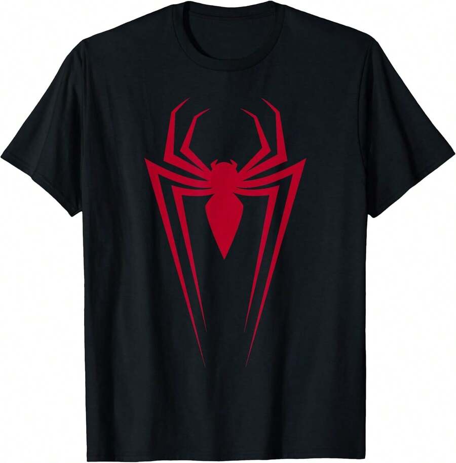 SPIDER-MANS Red Spider Vintage Comic Icon T-Shirt Graphic Tee,Funny T Shirts,Gym T Shirt,Summer Tops,Black Tops,Tops For Going Out,Girls Clothes,Boys Tshirt,Tops For Women,Mens Tshirts,Summer Holiday Outfits,Girls Holiday - Black - View 1