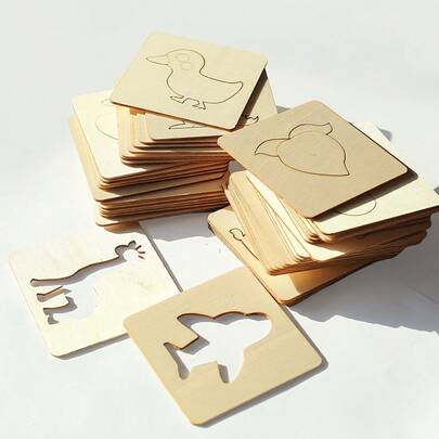 Conjunto de 20/40/60 peças de moldes de madeira para pintura, ferramentas de pintura para iniciantes no ensino fundamental e pré-escolar, com tema de grafite, para meninos e meninas. Presente educativo ideal.