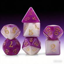 7 件套多面骰子，白紫双色，金色数字，节日礼物，户外游戏 - 中紫紅色 - 查看 2