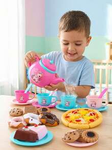 25pcs Girls Fantasy Baking Tea Party Toy Set, Including Realistic Teapot, Teacups, Cakes, Featuring Unicorn Pattern, Suitable For 3 Players, Great Gift For 2-6 Year Old Girls - Unicorn Afternoon Tea - View 6