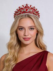 1件奢华优雅水晶水钻皇冠发饰，新娘婚礼头饰 - 彩色 - 查看 4